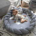 Baby Nest & Play Mat With Crib Bumper Braid - Grey