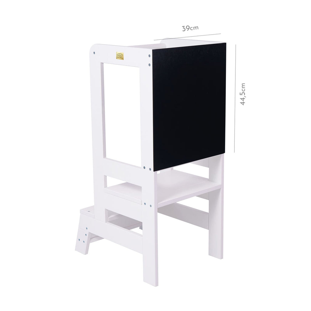 MeowBaby Wooden Kitchen Helper for Children with Board - White