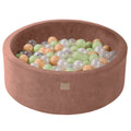 Round Ball Pit With 200 Light Green/White Pearl/Beige/Transparent, 90x30cm - Beige Velvet